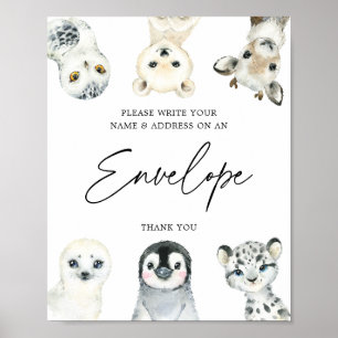 Poster Sinal de Envelope de Endereço do Chá de fraldas 