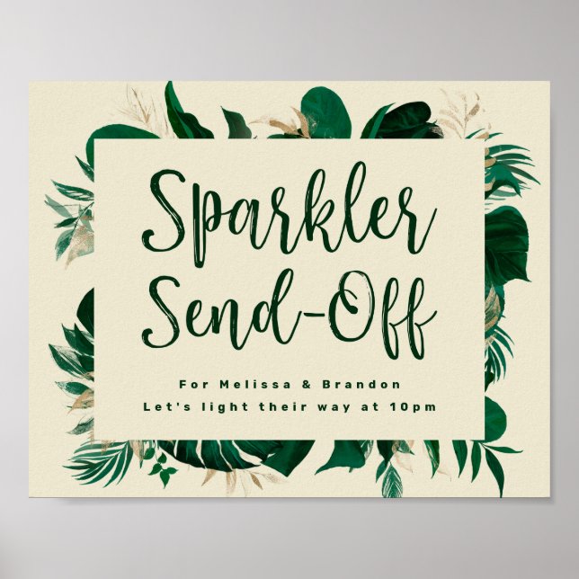 Poster Sinal de Envio de Folhagem Tropical Sparkler Recen (Frente)
