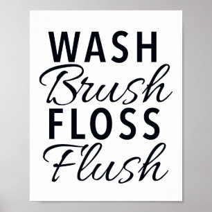POSTER SINAL DE ESCOVA DE LIMPEZA COM FIO DENTAL PARA BAN