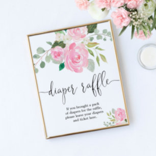 Poster Sinal de espuma de Fralda cor-de-rosa-pincelada