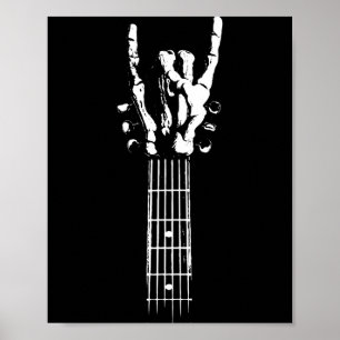 Poster Sinal de esqueleto de osso de guitarra de rock and