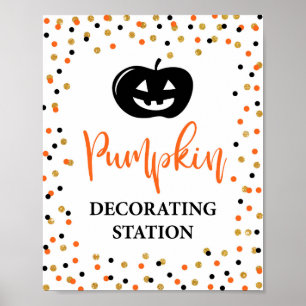 Poster Sinal de Estação de Decoração de Pumpkin Feliz