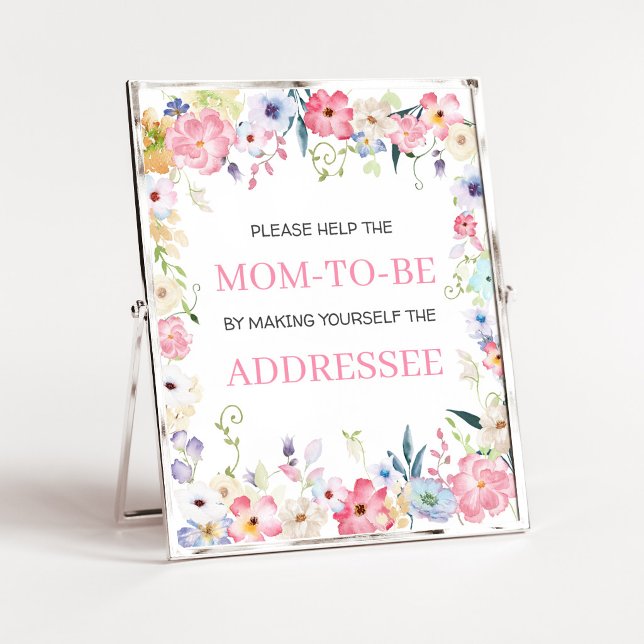 Poster Sinal de Estação de Envelope de Bebê Floral em Flo (Baby in Bloom Baby Shower Envelope Station Sign)