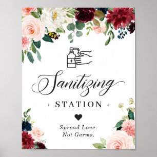 Poster Sinal de Estação de Saneamento Borgonha Blush Blue