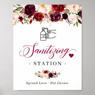 Poster Sinal de Estação de Saneamento Burgundy Blush Chic