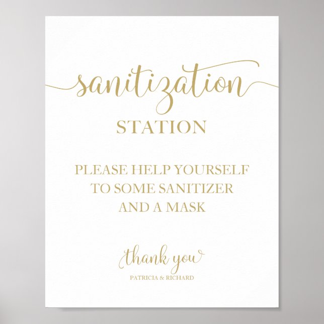 Poster Sinal de Estação de Saneamento com Caligrafia Chic (Frente)