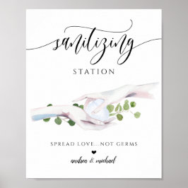 Poster Sinal de Estação de Sanitização para Casamento em