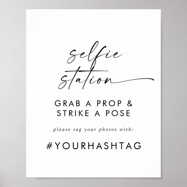 Poster Sinal de Estação de Selfie de Casamento com Letra  (Frente)
