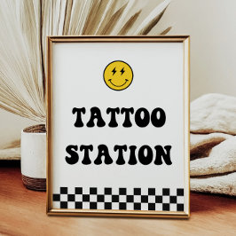 Poster Sinal de estação de tatuagem de um cara feliz