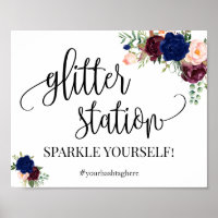 Sinal de estação Glitter marinho bô chá de panela