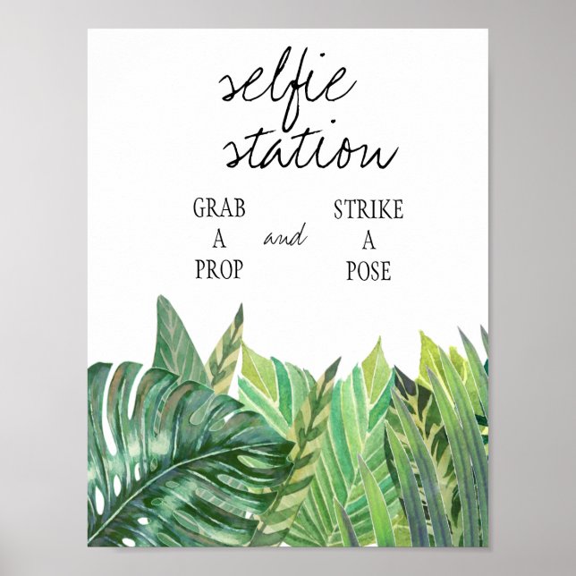 Poster Sinal de Estação Selfie - Casamento Verde (Frente)