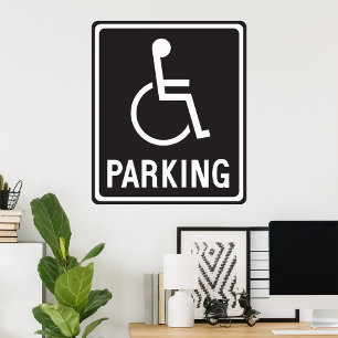 Poster Sinal de Estacionamento Acessível Símbolo de Cadei