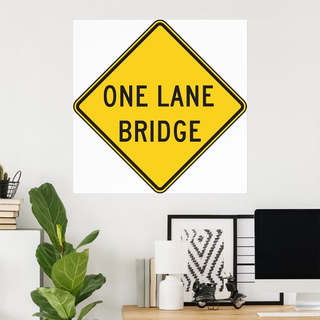 Poster Sinal de Estrada de Ponte de Uma Faixa Amarelo (Criador carregado)