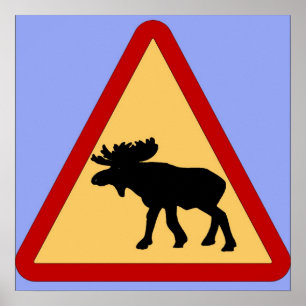 Póster Sinal de estrada dos alces (alces)