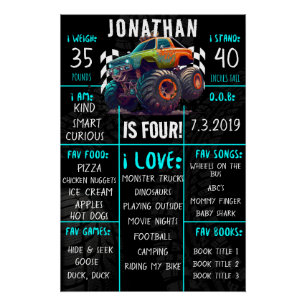 Póster Sinal de Etapa de Festa de aniversário de Caminhão