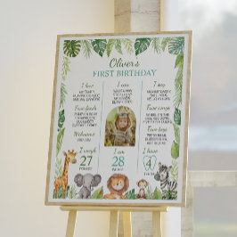 Poster Sinal de Etapa de primeiro aniversario Safari Selv