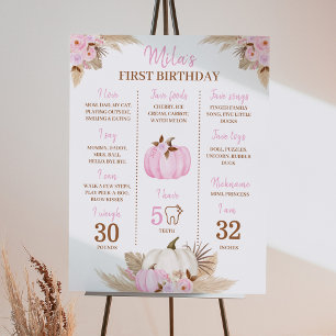 Poster Sinal de Etapa do primeiro aniversario Pumpkin Ros