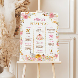 Poster Sinal de Etapa do primeiro aniversario Pumpkin Ros