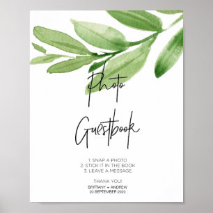 Poster Sinal de Eucalipto Moderno para Livro de Visitas d