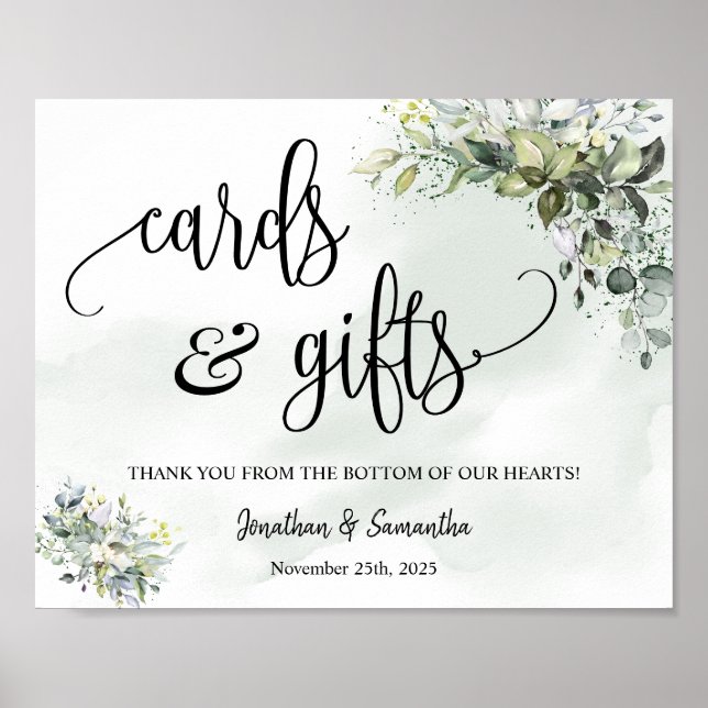 Poster Sinal de eucalipto para recepção de casamento com  (Frente)