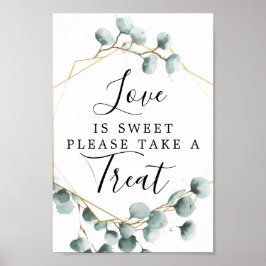 Poster Sinal de Eucalipto Verde Amor É Doce Favores