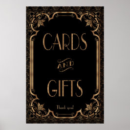 Póster Sinal de Excelente Preto Gatsby Art Deco Cards & G