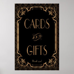 Póster Sinal de Excelente Preto Gatsby Art Deco Cards & G