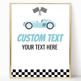 Poster Sinal de Fatura de Texto Personalizada de Carro Ra