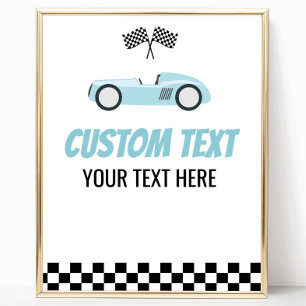 Poster Sinal de Fatura de Texto Personalizada de Carro Ra