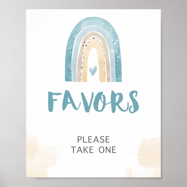 Poster Sinal de Favor Azul Boho Chá Arco-Íris Sinal (Frente)