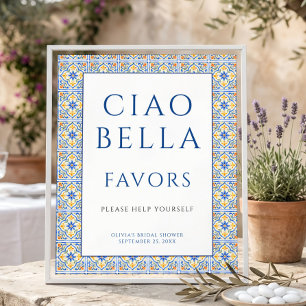 Poster Sinal de Favor Ciao Bella Italiano Chá de Noiva