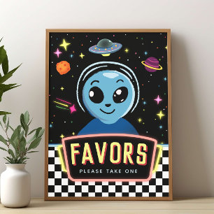 Poster Sinal de Favor de Alien Espacial Fora Deste Mundo