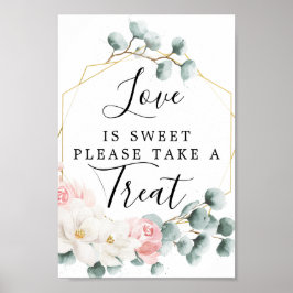 Poster Sinal de Favor de Amor de Verdura Floral Doce