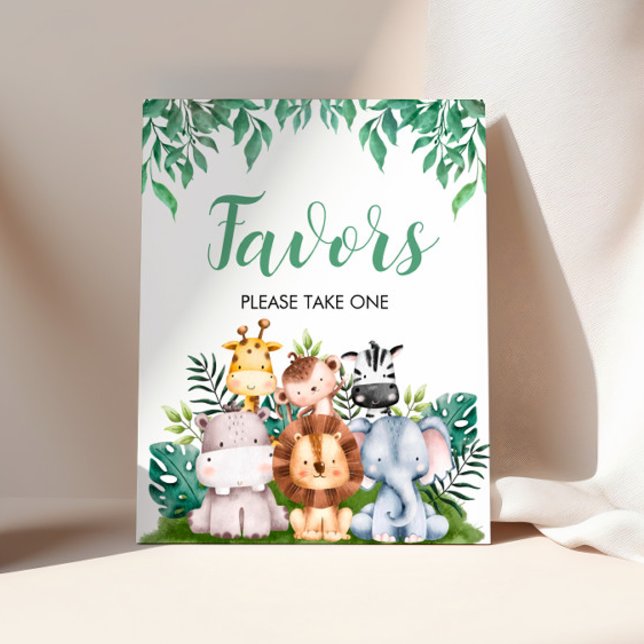 Poster Sinal de Favor de Animais Safari | Aniversário sel (Criador carregado)