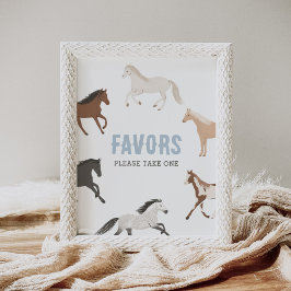 Poster Sinal de Favor de Aniversário de Cowboy de Cavalo 