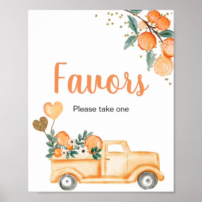 Poster Sinal de Favor de Aquarela de Caminhão de Citros L (Frente)