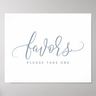 Poster Sinal de Favor de Casamento - Bounce Script (Azul 