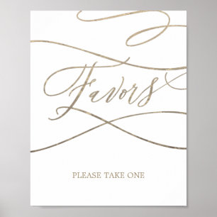Poster Sinal de Favor de Casamento com Caligrafia Românti
