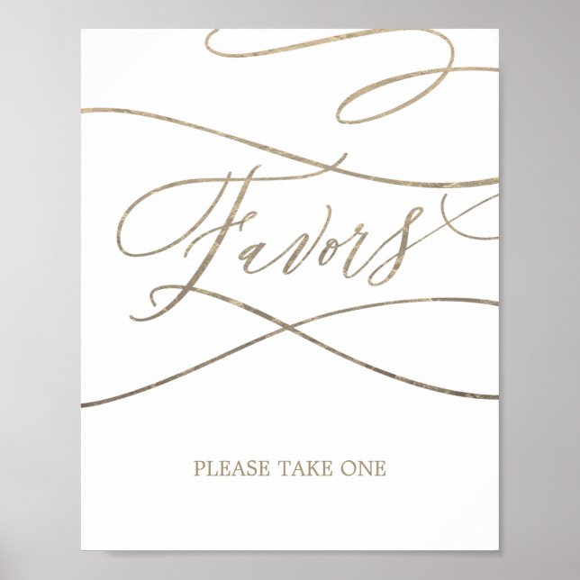 Poster Sinal de Favor de Casamento com Caligrafia Românti (Frente)