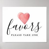 Sinal de Favor de Casamento Coração de Cor Vermelh