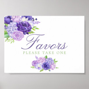 Poster Sinal de Favor de Casamento de Aquarela Floral Ult