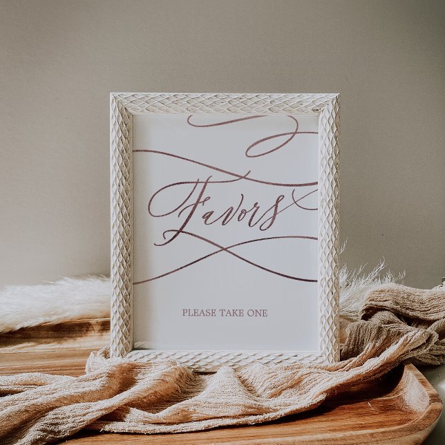 Poster Sinal de Favor de Casamento de Caligrafia em Rosa  (Criador carregado)