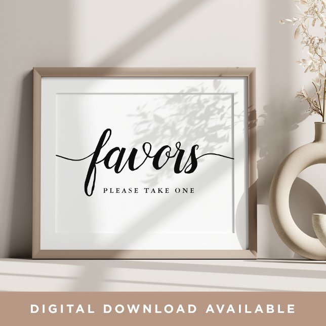 Poster Sinal de Favor de Casamento de Caligrafia Preta e  (Criador carregado)