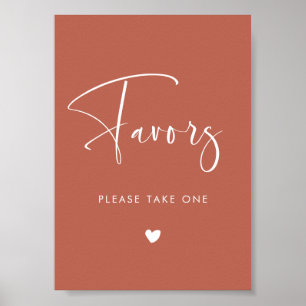 Poster Sinal de Favor de Casamento de Clay Vermelho Elega