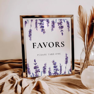 Poster Sinal de Favor de Casamento de Lavanda Floral Eleg