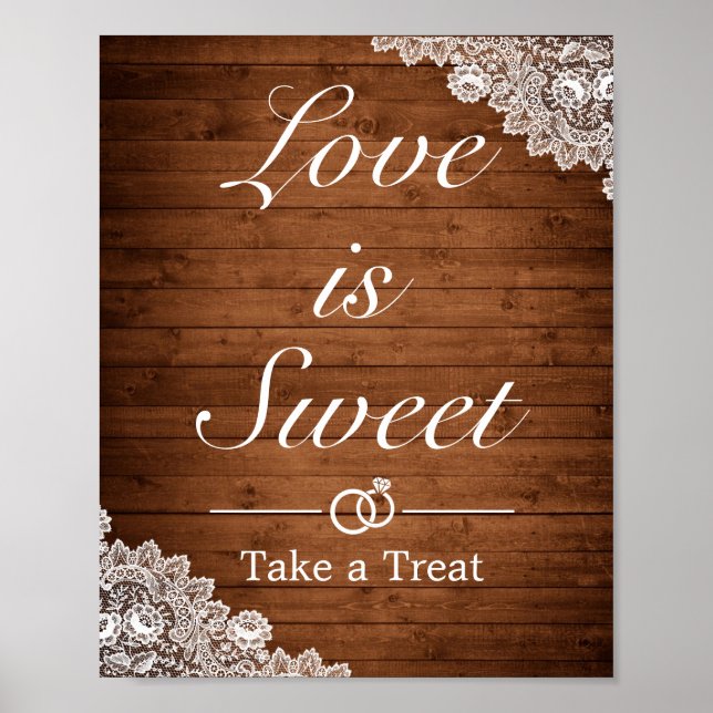 Poster Sinal de Favor de Casamento de Madeira Rústica e R (Frente)