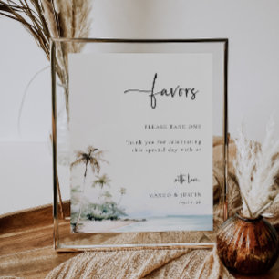 Poster Sinal de Favor de Casamento de Praia da Ilha Tropi