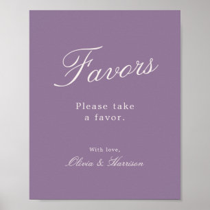 Poster Sinal de Favor de Casamento em Caligrafia Lilás