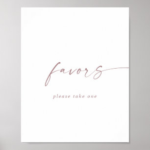 Poster Sinal de Favor de Casamento Moderno em Dourado Ros