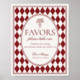 Poster Sinal de Favor de Casamento Xadrez Harlequim Merlo